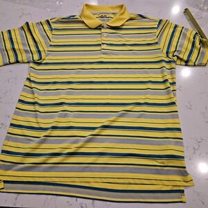Adidas Shirt Mens Large‎ Climacool Golf Polo Yellow Stripe